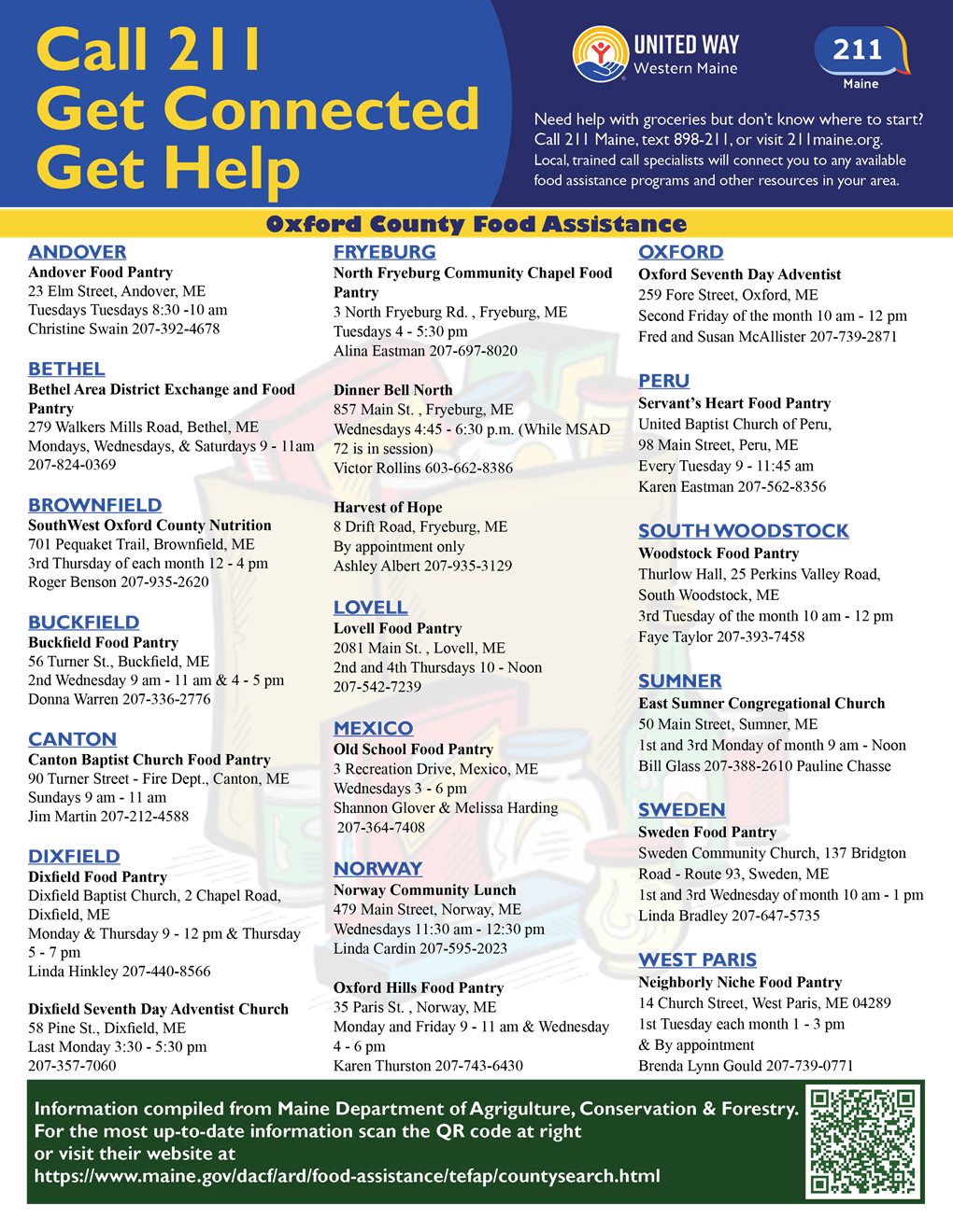Oxford  County Food Pantry List